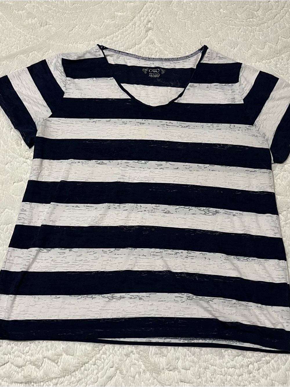 Cato Navy and White Striped Short Sleeve Tee Size 18/20W